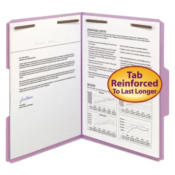 Top Tab Colored 2-Fastener Folders, 1/3-Cut Tabs, Letter Size, Lavender, 50/Box