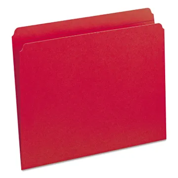 Reinforced Top Tab Colored File Folders, Straight Tab, Letter Size, Red, 100/Box