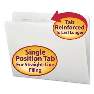 Reinforced Top Tab Colored File Folders, Straight Tab, Letter Size, White, 100/Box