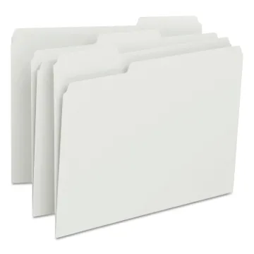 Colored File Folders, 1/3-Cut Tabs, Letter Size, White, 100/Box