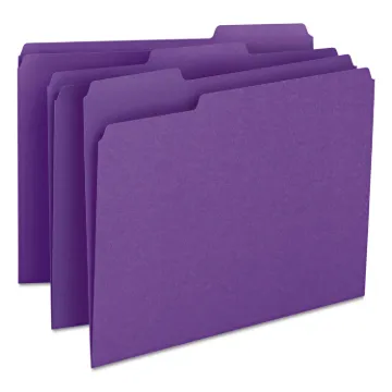 Colored File Folders, 1/3-Cut Tabs, Letter Size, Purple, 100/Box