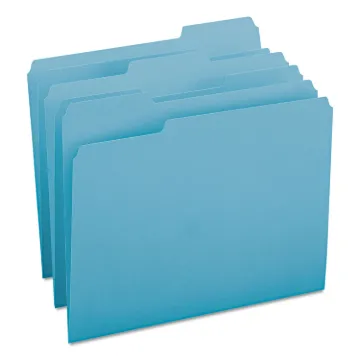 Colored File Folders, 1/3-Cut Tabs, Letter Size, Teal, 100/Box