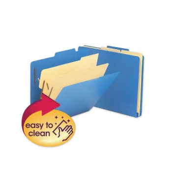 Six-Section Poly Classification Folders, 2 Dividers, Letter Size, Blue, 10/Box