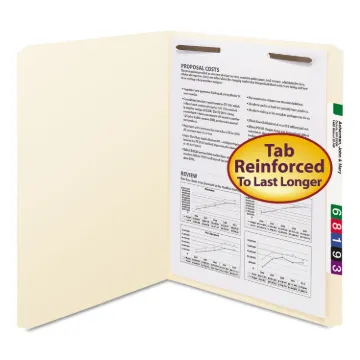 Top Tab 1-Fastener Folders, Straight Tab, Letter Size, 11 pt. Manila, 50/Box