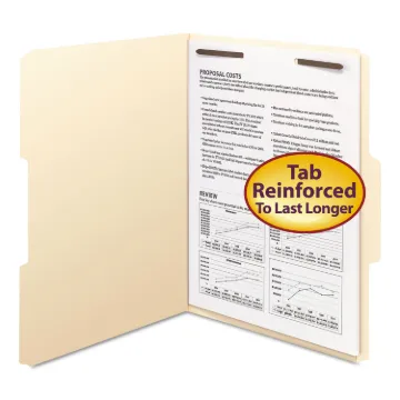 Top Tab 1-Fastener Folders, 1/3-Cut Tabs, Letter Size, 11 pt. Manila, 50/Box