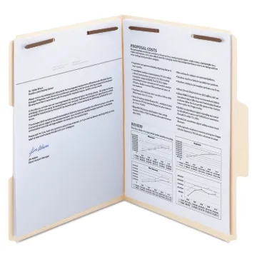 SuperTab Reinforced Guide Height 2-Fastener Folders, 1/3-Cut Tabs, Letter Size, 14 pt. Manila, 50/Bo
