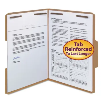 Top Tab 2-Fastener Folders, 1/3-Cut Tabs, Letter Size, 11 pt. Kraft, 50/Box