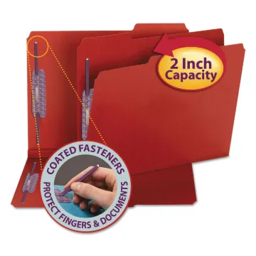 Colored Pressboard Fastener Folders with SafeSHIELD Coated Fasteners, 2 Fasteners, Letter Size, Brig