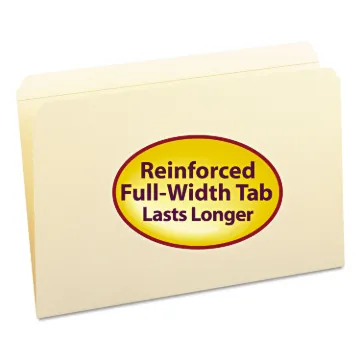 Reinforced Tab Manila File Folders, Straight Tab, Legal Size, 11 pt. Manila, 100/Box