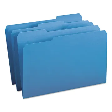 Colored File Folders, 1/3-Cut Tabs, Legal Size, Blue, 100/Box