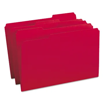 Colored File Folders, 1/3-Cut Tabs, Legal Size, Red, 100/Box