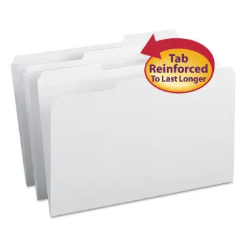 Reinforced Top Tab Colored File Folders, 1/3-Cut Tabs, Legal Size, White, 100/Box