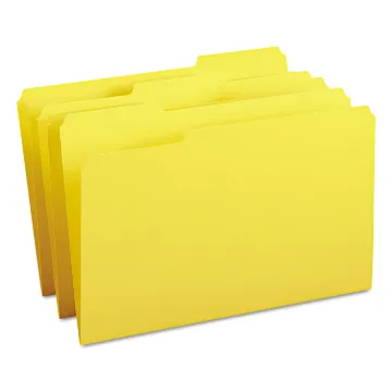Colored File Folders, 1/3-Cut Tabs, Legal Size, Yellow, 100/Box