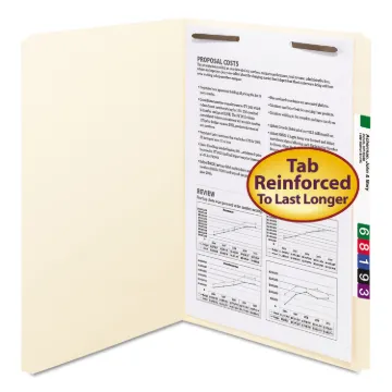 Top Tab 1-Fastener Folders, Straight Tab, Legal Size, 11 pt. Manila, 50/Box