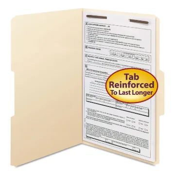 Top Tab 1-Fastener Folders, 1/3-Cut Tabs, Legal Size, 11 pt. Manila, 50/Box