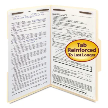 Top Tab 2-Fastener Folders, 1/3-Cut Tabs, Legal Size, 11 pt. Manila, 50/Box