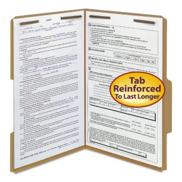 Top Tab Fastener Folders, Guide-Height 2/5-Cut Tabs: Right of Center, 2 Fasteners, Legal Size, 11-pt