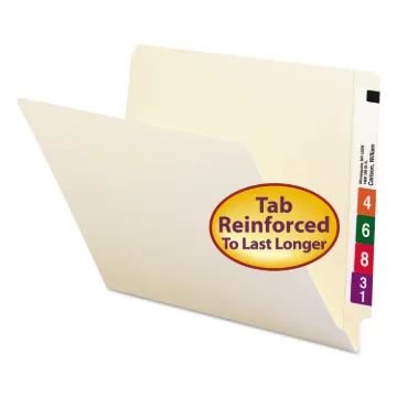 Heavyweight Manila End Tab Folders, 9.5" Front, Straight Tab, Letter Size, 100/Box