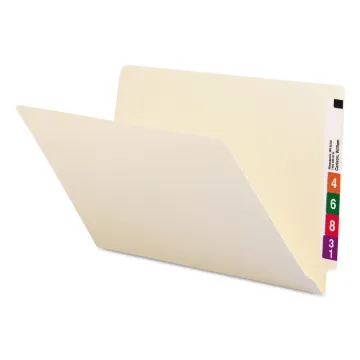 Heavyweight Manila End Tab Folders, 9.5" Front, 1-Ply Straight Tab, Legal Size, 100/Box