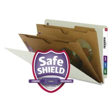 X-Heavy 2-Pocket End Tab Pressboard Classification Folders with SafeSHIELD Fasteners, 2 Dividers, Le