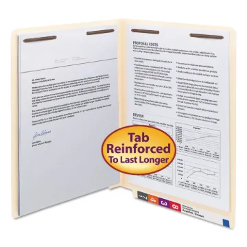 WaterShed/CutLess End Tab 2-Fastener Folders, Straight Tab, Letter Size, Manila, 50/Box