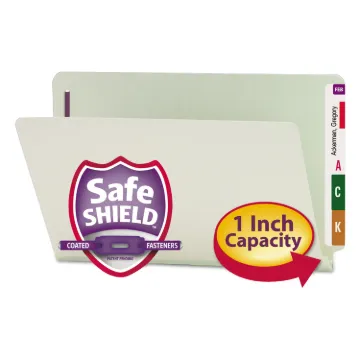 End Tab 1" Expansion Pressboard File Folders w/Two SafeSHIELD Coated Fasteners, Straight Tab, Legal