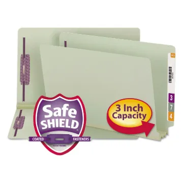 End Tab 3" Expansion Pressboard File Folders with Two SafeSHIELD Coated Fasteners, Straight Tab, Leg