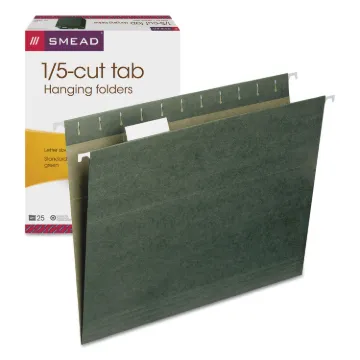 Hanging Folders, Letter Size, 1/5-Cut Tab, Standard Green, 25/Box