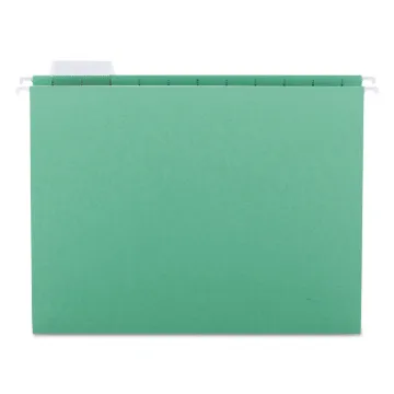 Colored Hanging File Folders, Letter Size, 1/5-Cut Tab, Green, 25/Box