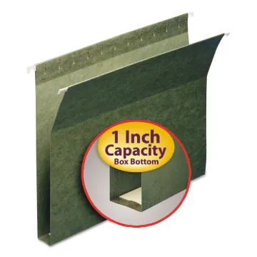 Box Bottom Hanging File Folders, Letter Size, Standard Green, 25/Box