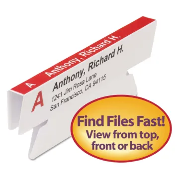 Viewables Hanging Folder Quick-Fold Tabs and Labels, 1/3-Cut Tabs, White, 3.5" Wide, 45/Pack
