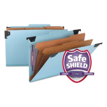FasTab Hanging Pressboard Classification Folders, Legal Size, 2 Dividers, Blue