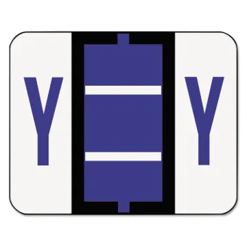 A-Z Color-Coded End Tab Filing Labels, Y, 1 x 1.25, White, 500/Roll