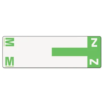 AlphaZ Color-Coded First Letter Combo Alpha Labels, M/Z, 1.16 x 3.63, Light Green/White, 5/Sheet, 20