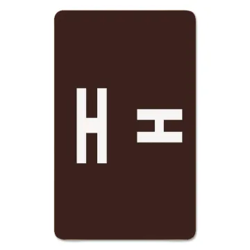 AlphaZ Color-Coded Second Letter Alphabetical Labels, H, 1 x 1.63, Dark Brown, 10/Sheet, 10 Sheets/P