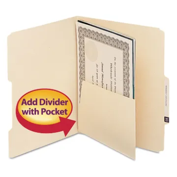 Self-Adhesive Folder Dividers for Top/End Tab Folders w/ 5 1/2" Pockets, Letter Size, Manila, 25/Pac