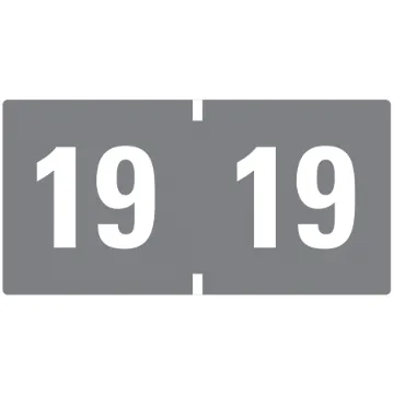 Yearly End Tab File Folder Labels, 19, 0.75 x 1.5, Gray, 500/Roll