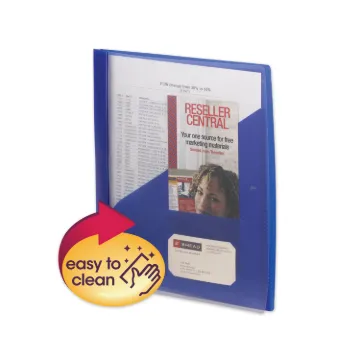 Clear Front Poly Report Cover With Tang Fasteners, 8-1/2 x 11, Blue, 5/Pack