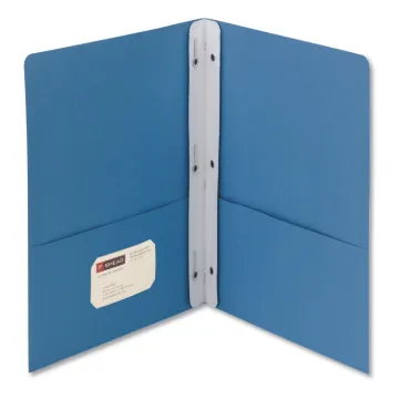 2-Pocket Folder w/Tang Fastener, Letter, 1/2" Cap, Blue, 25/Box