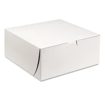 Tuck-Top Bakery Boxes, 9 x 9 x 4, White, 200/Carton