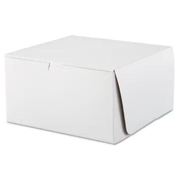 Tuck-Top Bakery Boxes, 10 x 10 x 5.5, White, 100/Carton