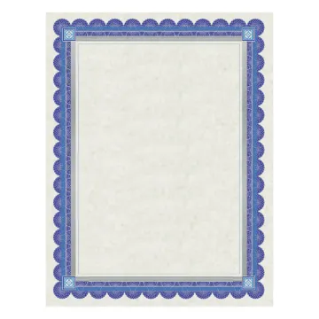 Parchment Certificates, Academic, Ivory with Blue and Silver-Foil Border, 8 1/2 x 11, 15/Pack