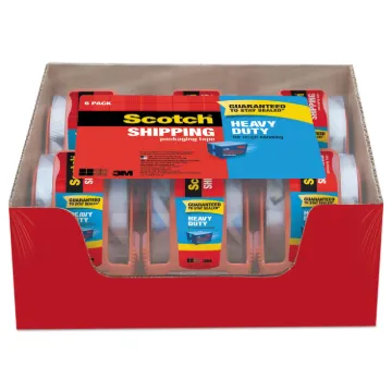 3850 Heavy-Duty Packaging Tape with Dispenser, 1.5'' Core, 1.88'' x 66.66 ft, Clear, 6/Pack