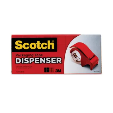 Compact and Quick Loading Dispenser for Box Sealing Tape, 3" Core, Plastic, Red