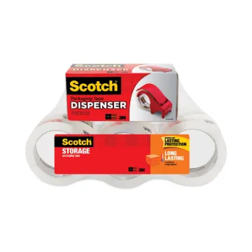 Storage Tape with DP300 Dispenser, 3" Core, 1.88" x 54.6 yds, Clear, 6/Pack