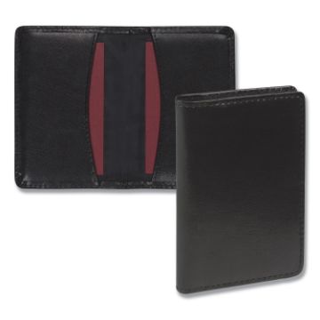 Regal Leather Business Card Wallet, 25 Card Capacity, 2 x 3 1/2 Cards, Black