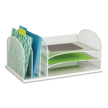 Onyx Desk Organizer with Three Horizontal and Three Upright Sections, Letter Size Files, 19.5" x 11.