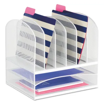 Onyx Mesh Desk Organizer with Two Horizontal and Six Upright Sections, Letter Size Files, 13.25" x 1