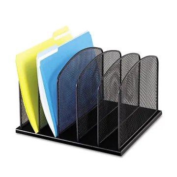 Onyx Mesh Desk Organizer with Upright Sections, 5 Sections, Letter to Legal Size Files, 12.5" x 11.2