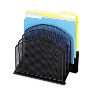 Onyx Mesh Desk Organizer with Tiered Sections, 5 Sections, Letter to Legal Size Files, 11.25" x 7.25